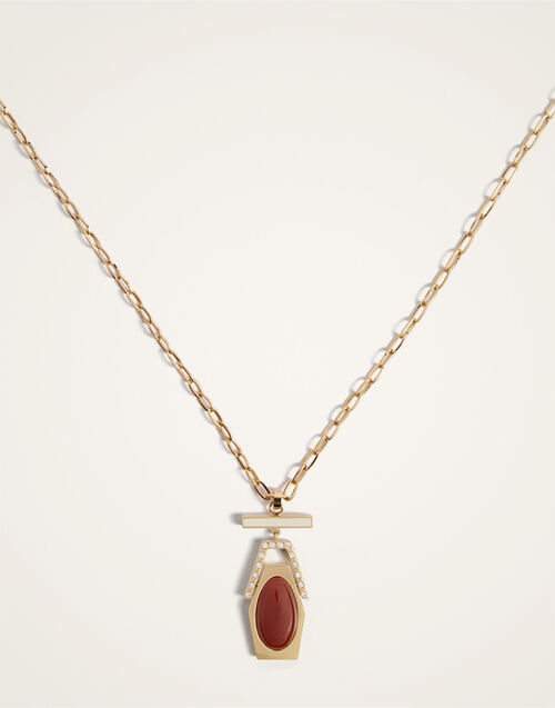 La DoubleJ Embellished Portal Necklace 24K Gold Plate & Red Agate NEC0023BRA003AGA01YE05