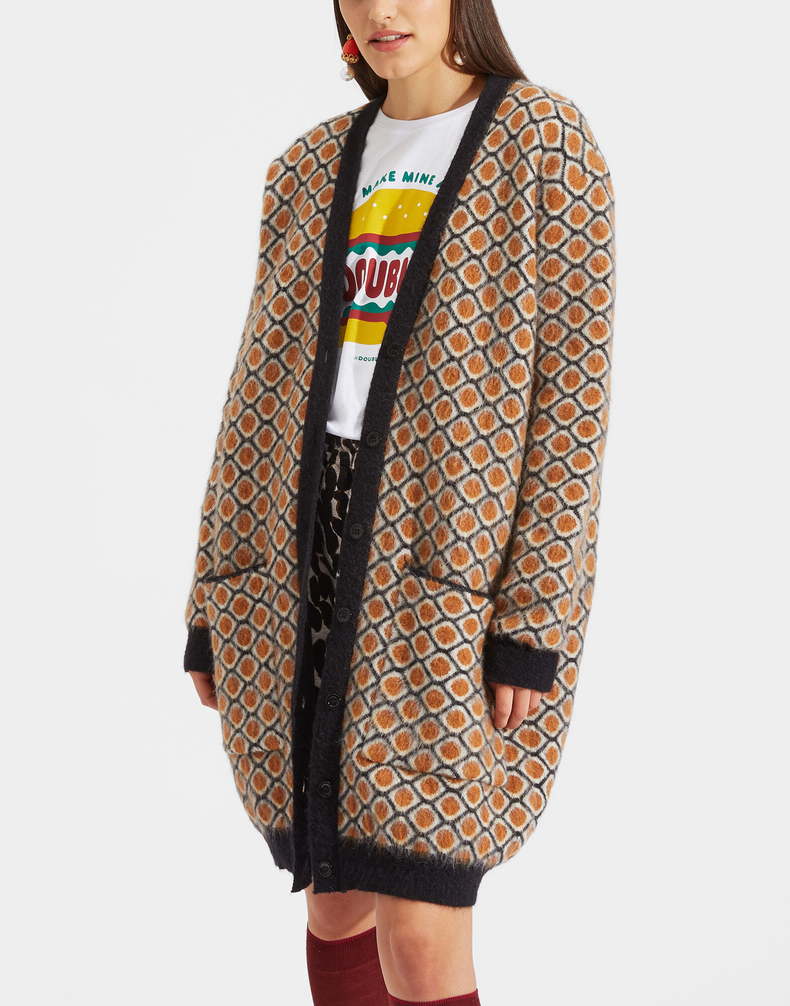 LaDoubleJ Cardigan Coat Pomodorini Ocra PUL0019KNI012POM0005