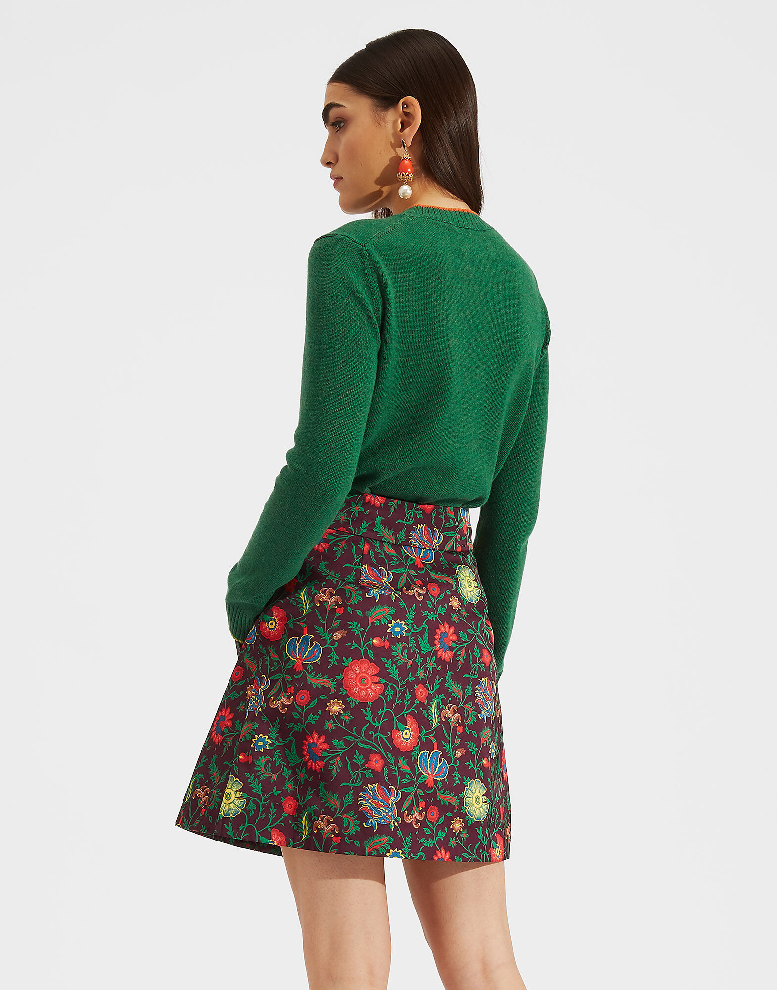 LaDoubleJ Intarsia Crew Neck Solid Green PUL0004KNI001GRE0002