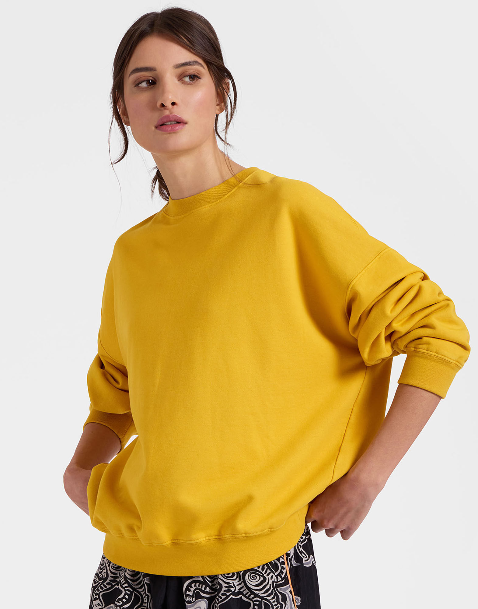 Solid yellow sweatshirt store