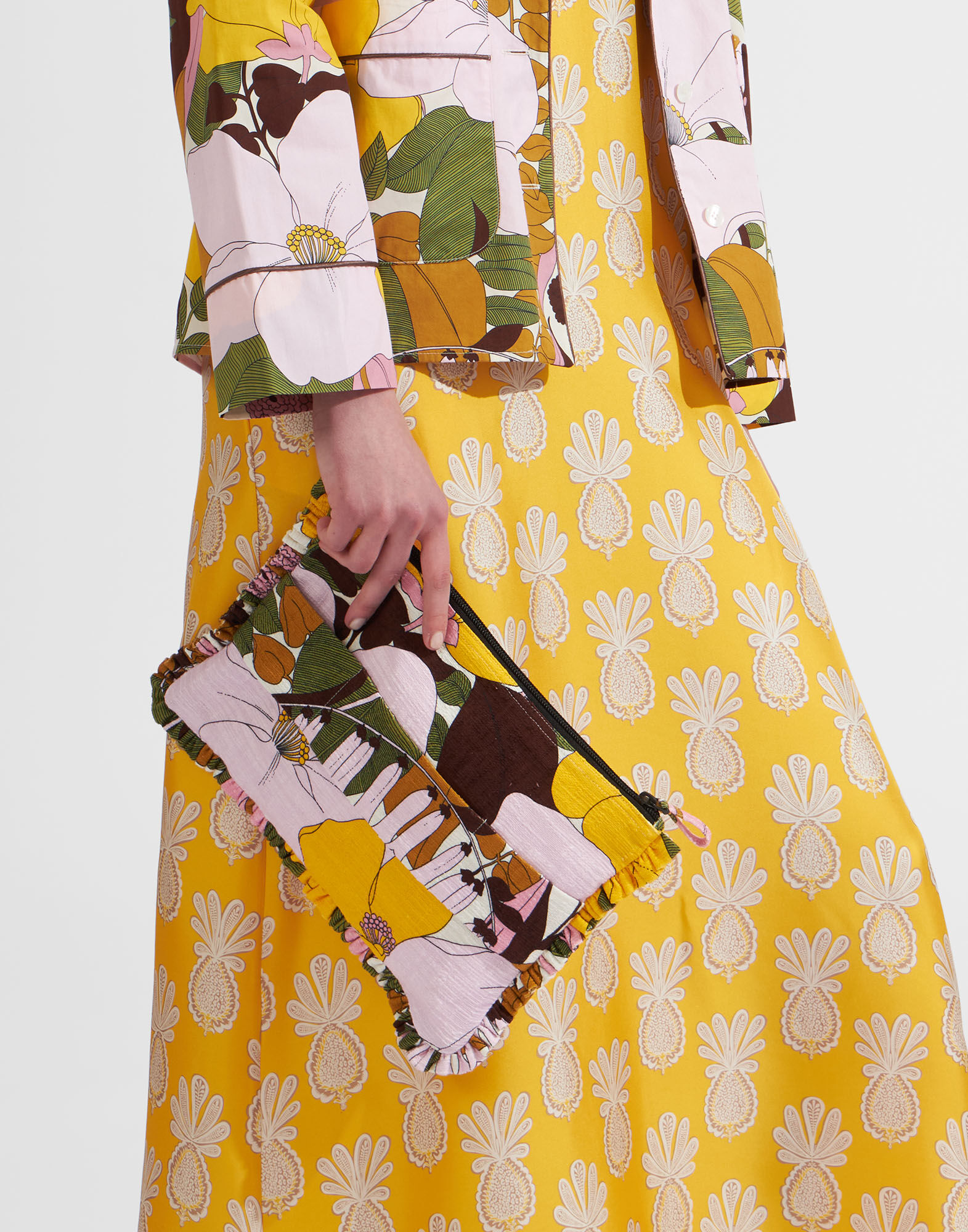 La DoubleJ Hand Pochette Big Flower Rose BAG0002COT005BFL03PI01