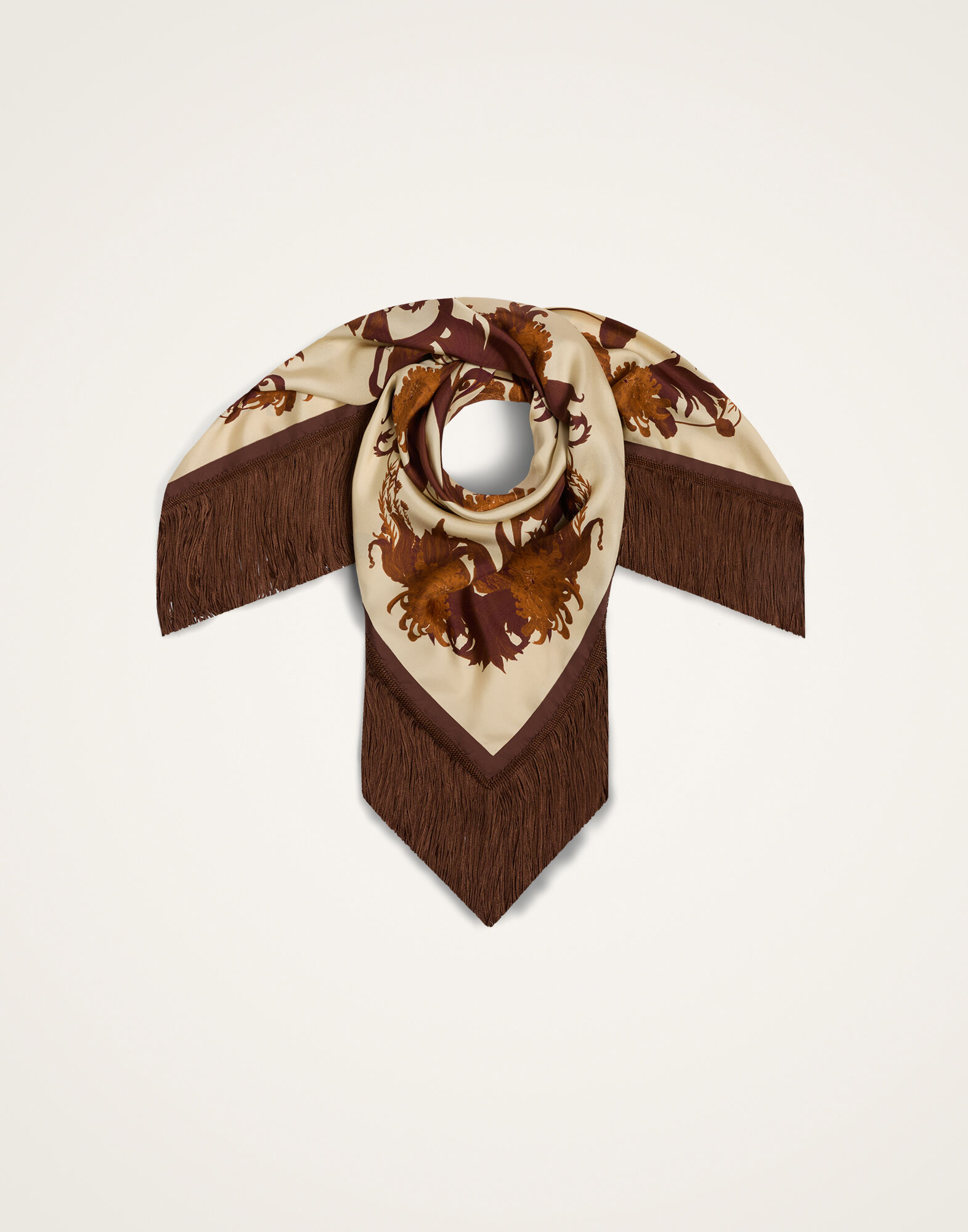 La DoubleJ Reversible Fringe Foulard 90 Coven Plac&eacute;e Buttercream SCA0073SIL006COV05WH09