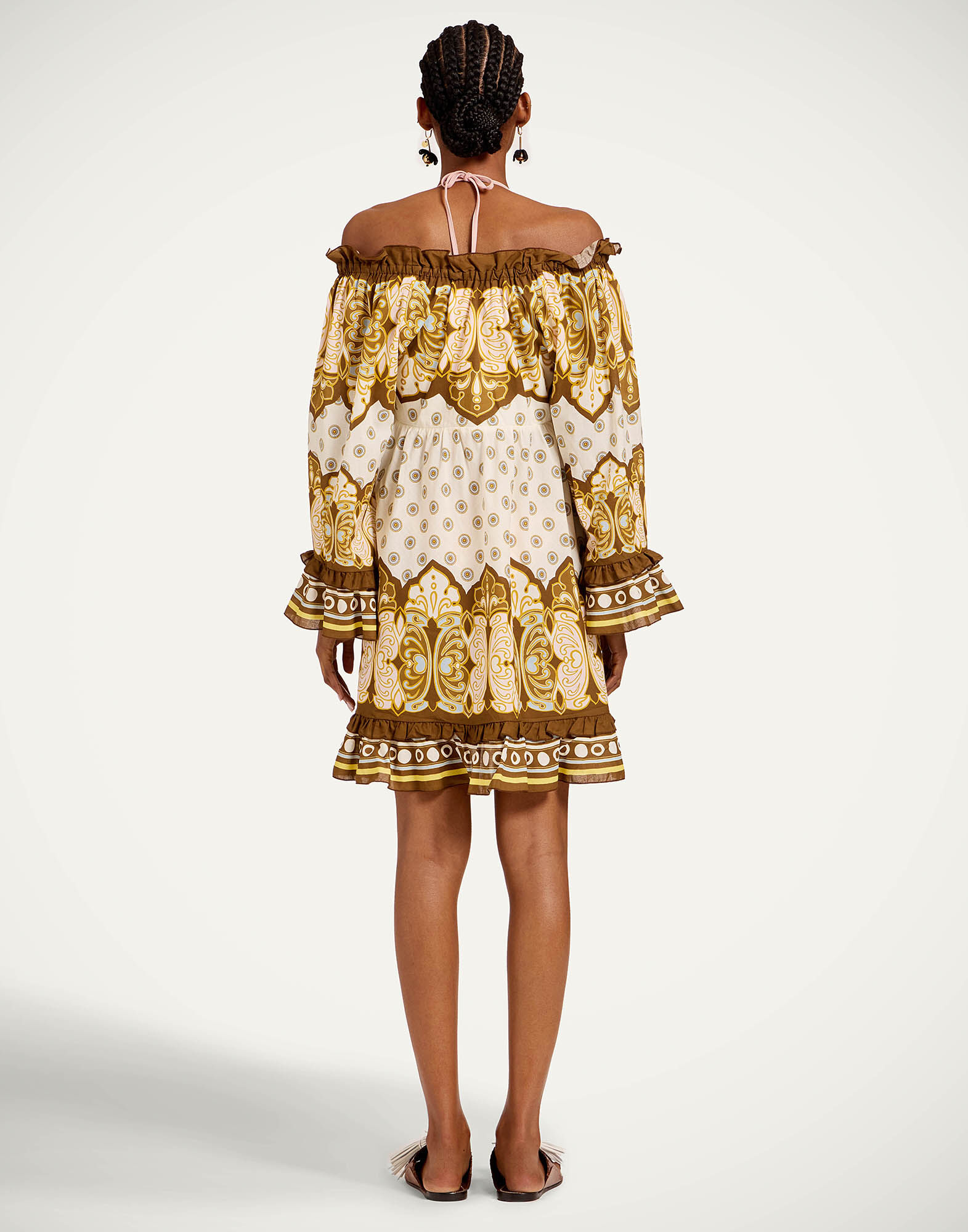 La DoubleJ Boho Mini Dress Cocoon Plac&eacute;e Brown DRE0884COT098COC02BR02