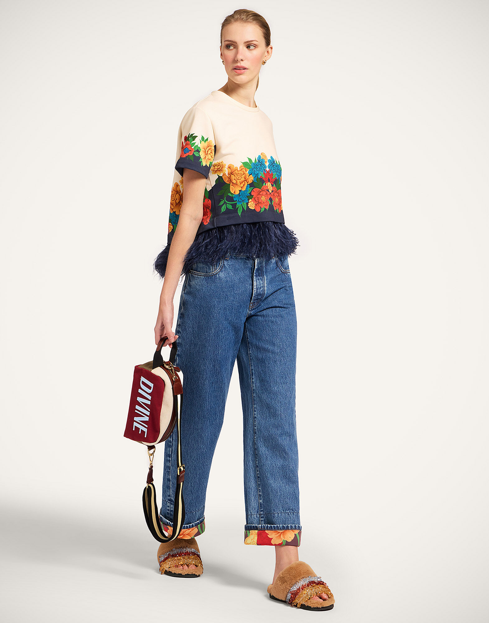 La DoubleJ La Scala Tee Princess Peony Plac&eacute;e Ivory TSH0038JER040PPE02WH04