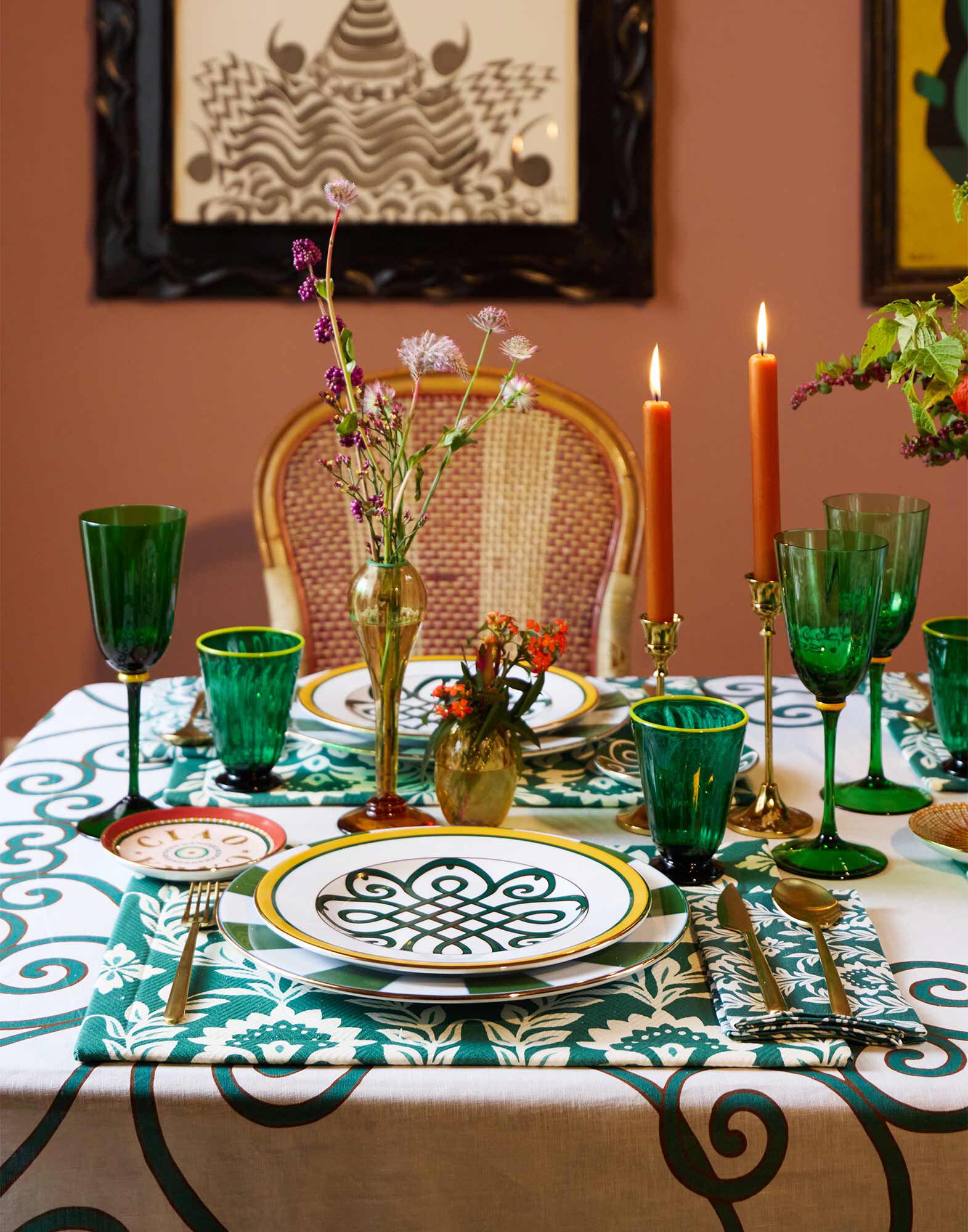 La DoubleJ Wine Glasses Set Of 2 Green GLA0020MUR001GRE0001