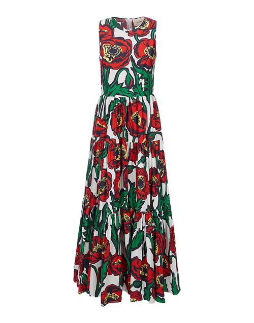 LaDoubleJ Sleeveless Big Dress Big Blooms Bianco DRE0185COT001PFI0003