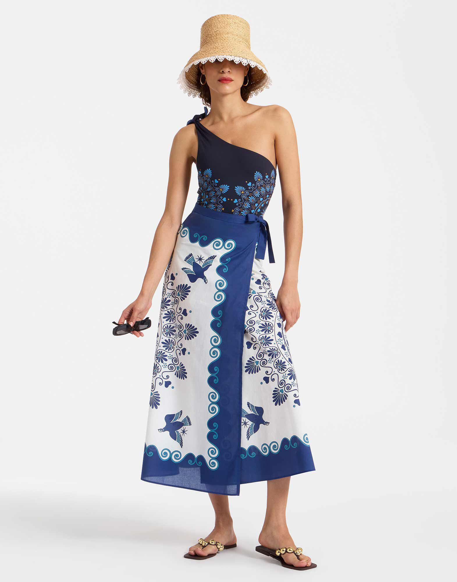 La DoubleJ Flipper Skirt Olympus Plac&eacute;e Cream SKI0122COT056OLY01WH03