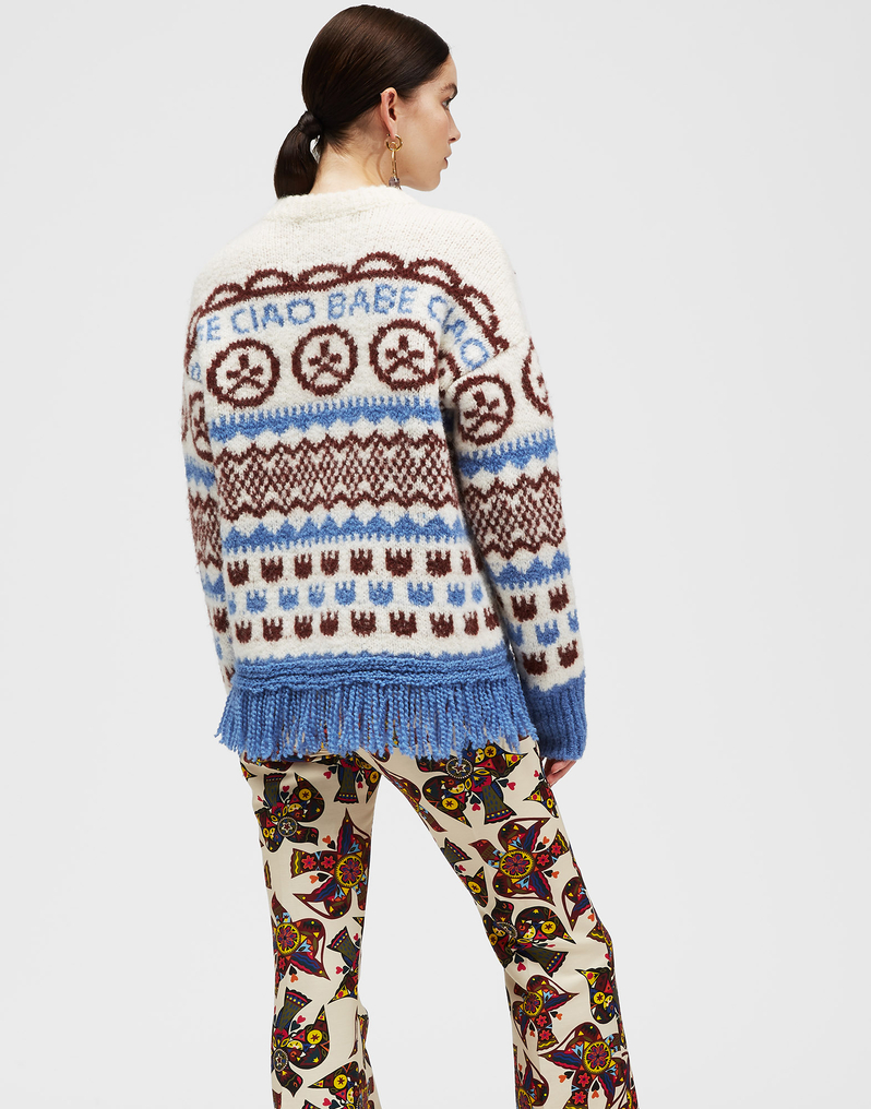 LaDoubleJ Engadina Sweater LaDoubleJ Engadina Sweater Hippie Bianco PUL0042KNI032HIP0002