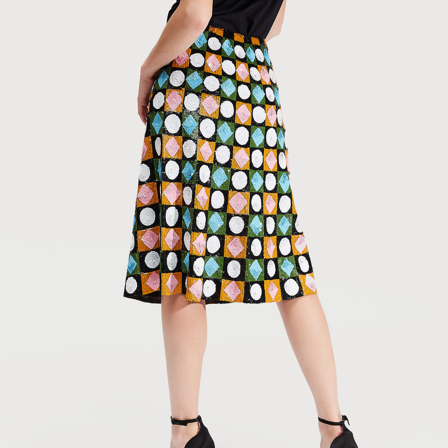 La Doublej Sequinned Geometric-pattern Skirt In Lucky Charms