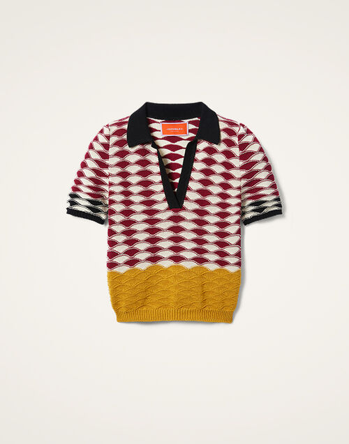 La DoubleJ Sunset Polo Multicolor Red & Yellow PUL0254KNI152VA349RE01