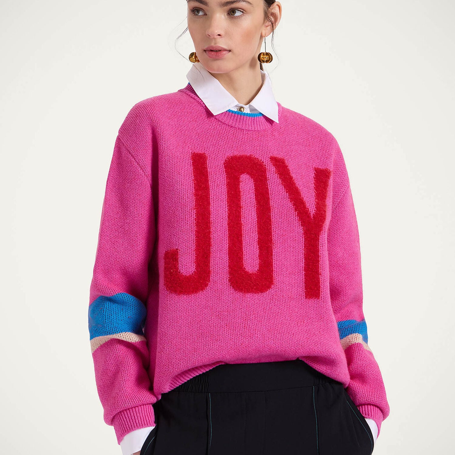  La Doublej Knitwear Gend - Joy Sweater Color Block Pink & Red L 65% Wool 18% Mohair 11% Polyamide 6% Cashmere 