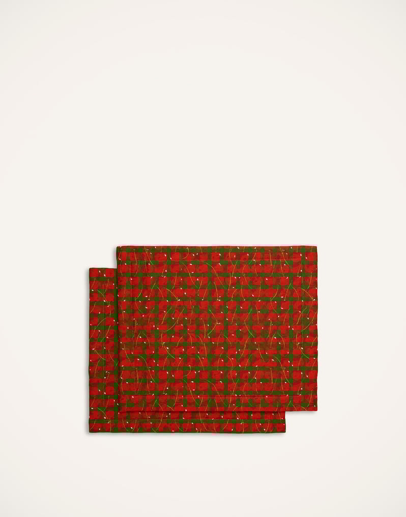 La DoubleJ Placemat Set Of 2 La DoubleJ Placemat Set Of 2 Cherries Verde TBM0001LIN001CHY0004