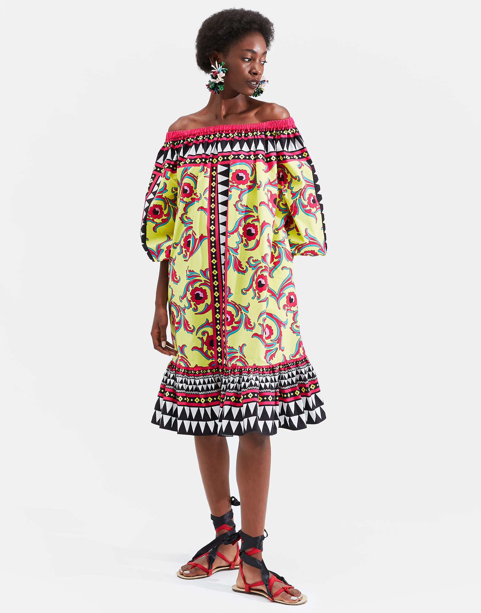 LaDoubleJ Short Paloma Dress Cartwheel Giallo DRE0226COT015CRW0004