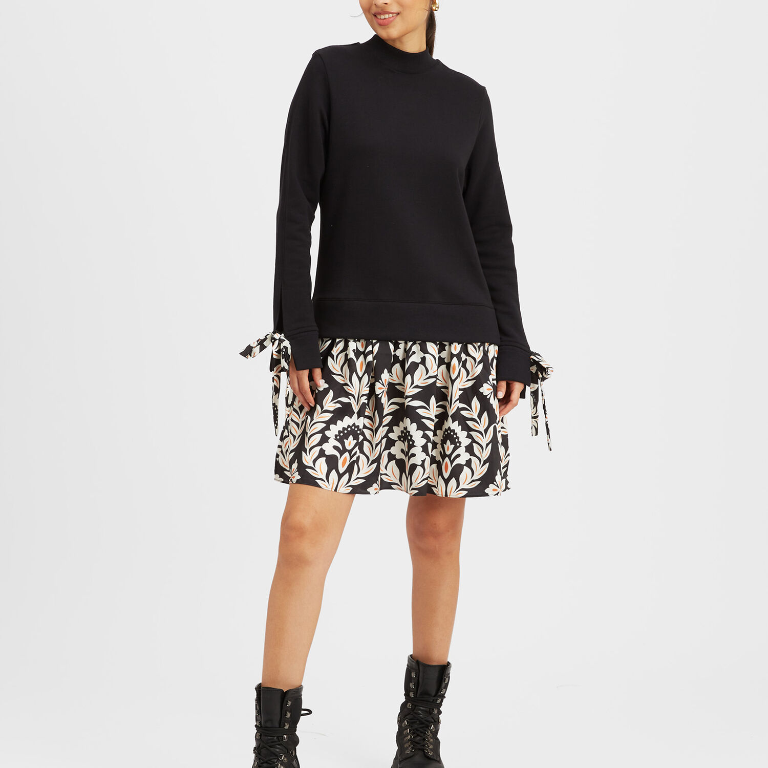 La Doublej Sporty Floral-print Minidress In Ghirlanda Black
