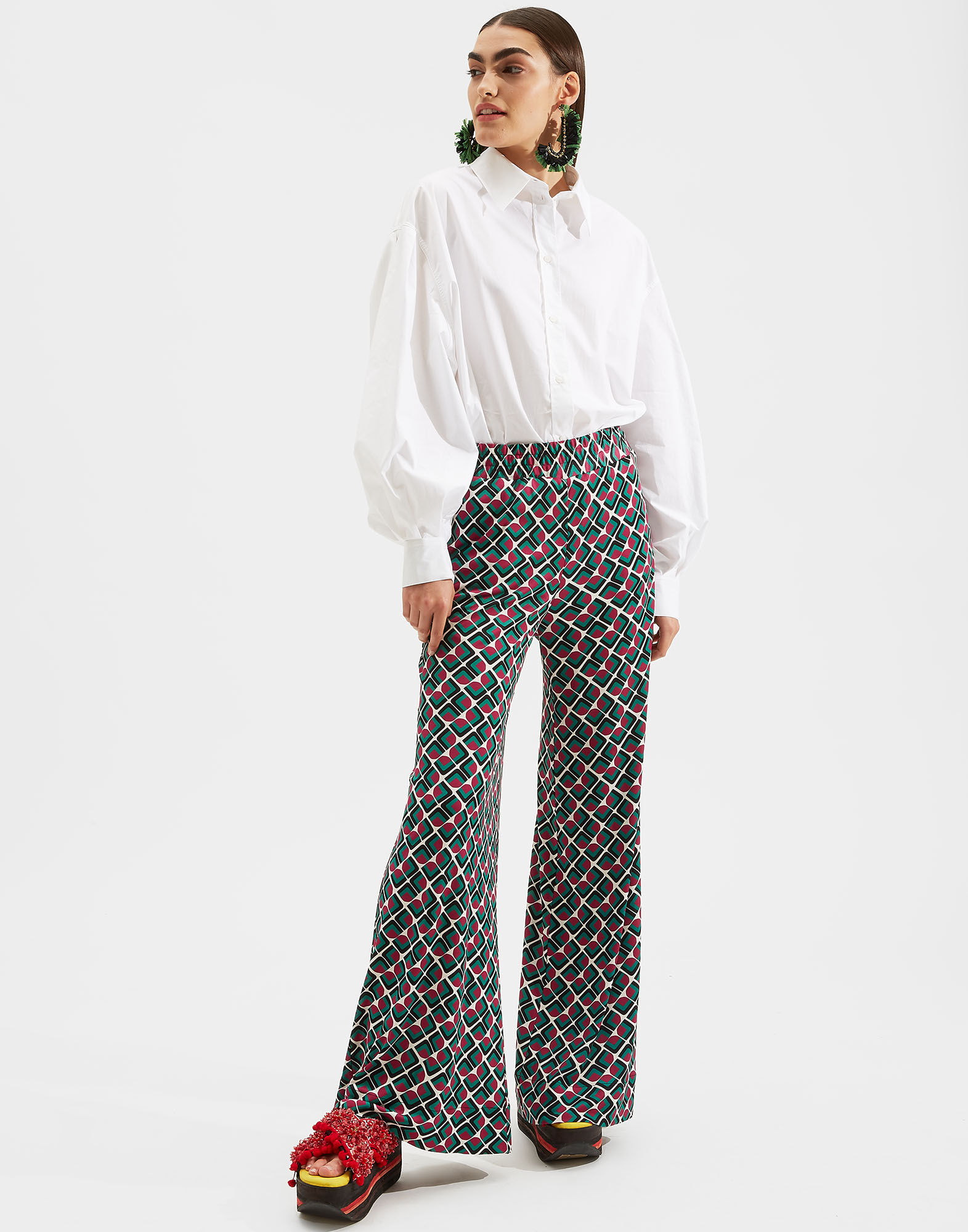 LaDoubleJ Palazzo Pants Domino Verde TRO0003JER003DOM0005