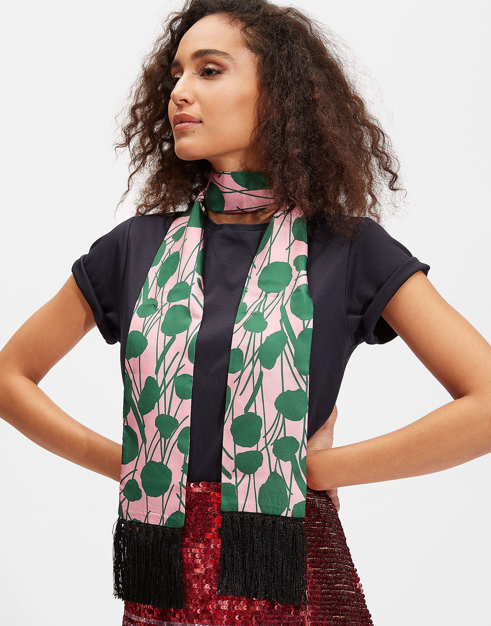 LaDoubleJ Flapper Tight Double Scarf Moses Rosa SCA0015SIL001MSS0002