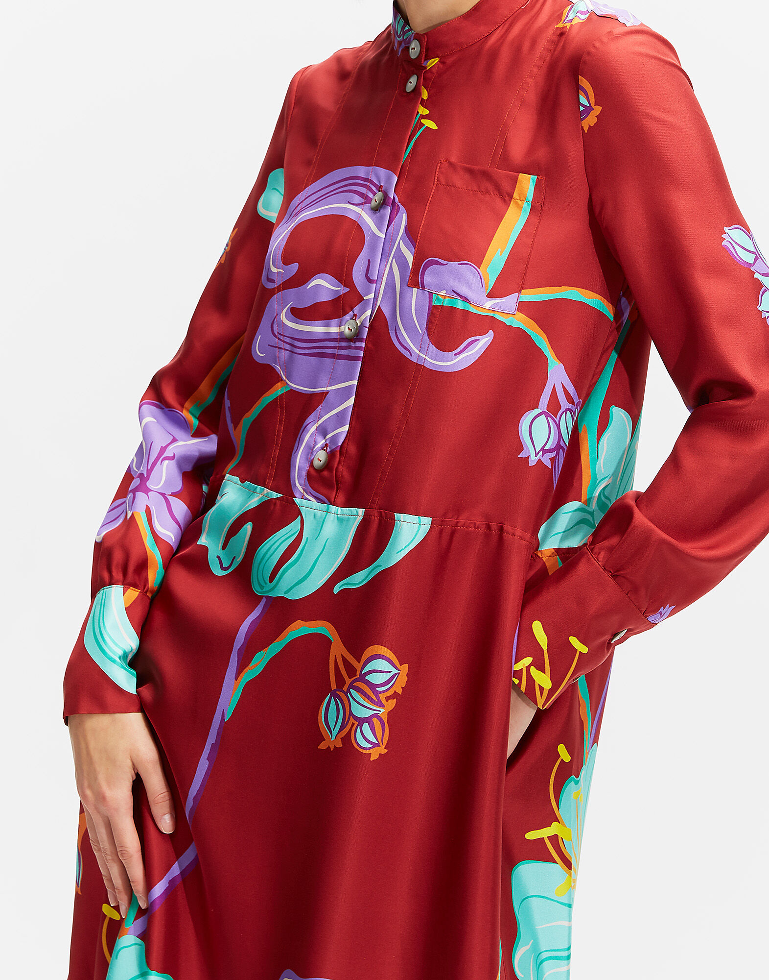 LaDoubleJ Maxi Shirt Dress Maneater Rosso DRE0047SIL001MAN0002