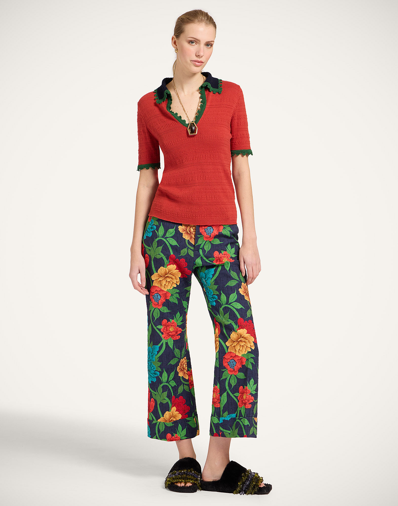 La DoubleJ Picket Polo Top Solid Terra PUL0273KNI154SOLIDBR08