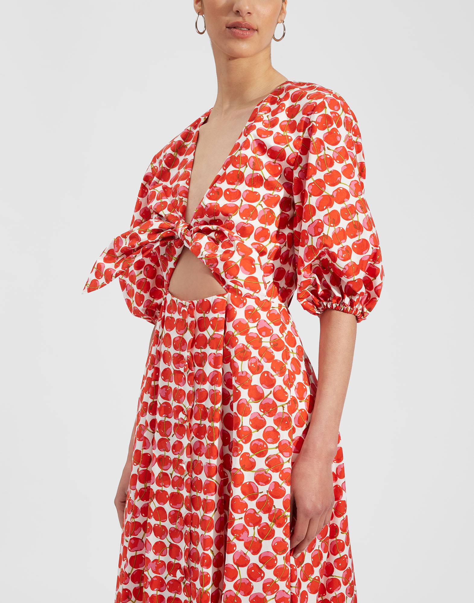 La DoubleJ Peek-A-Boo Dress White Cherries DRE0356COT001CHY0002