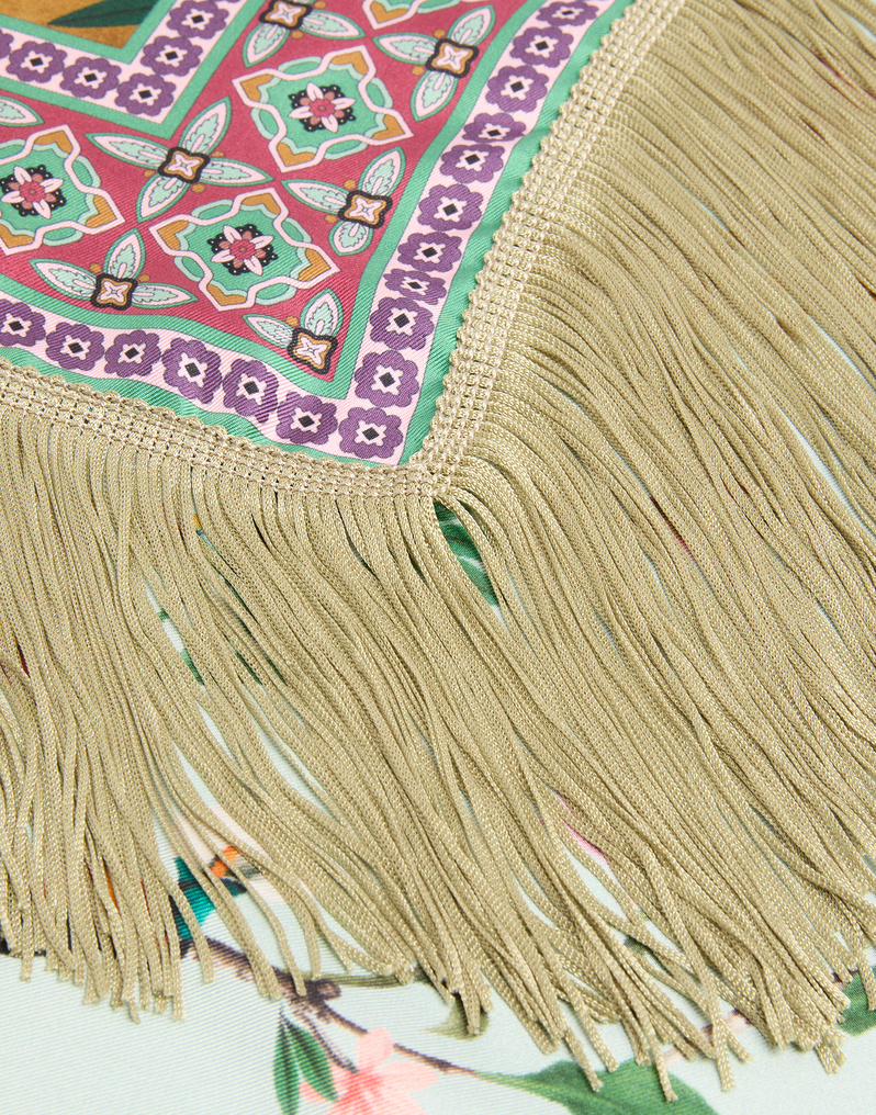 La DoubleJ Reversible Fringe Foulard 90 La DoubleJ Reversible Fringe Foulard 90 Zooflora Placée Light Blue SCA0073SIL006ZOF06BU01