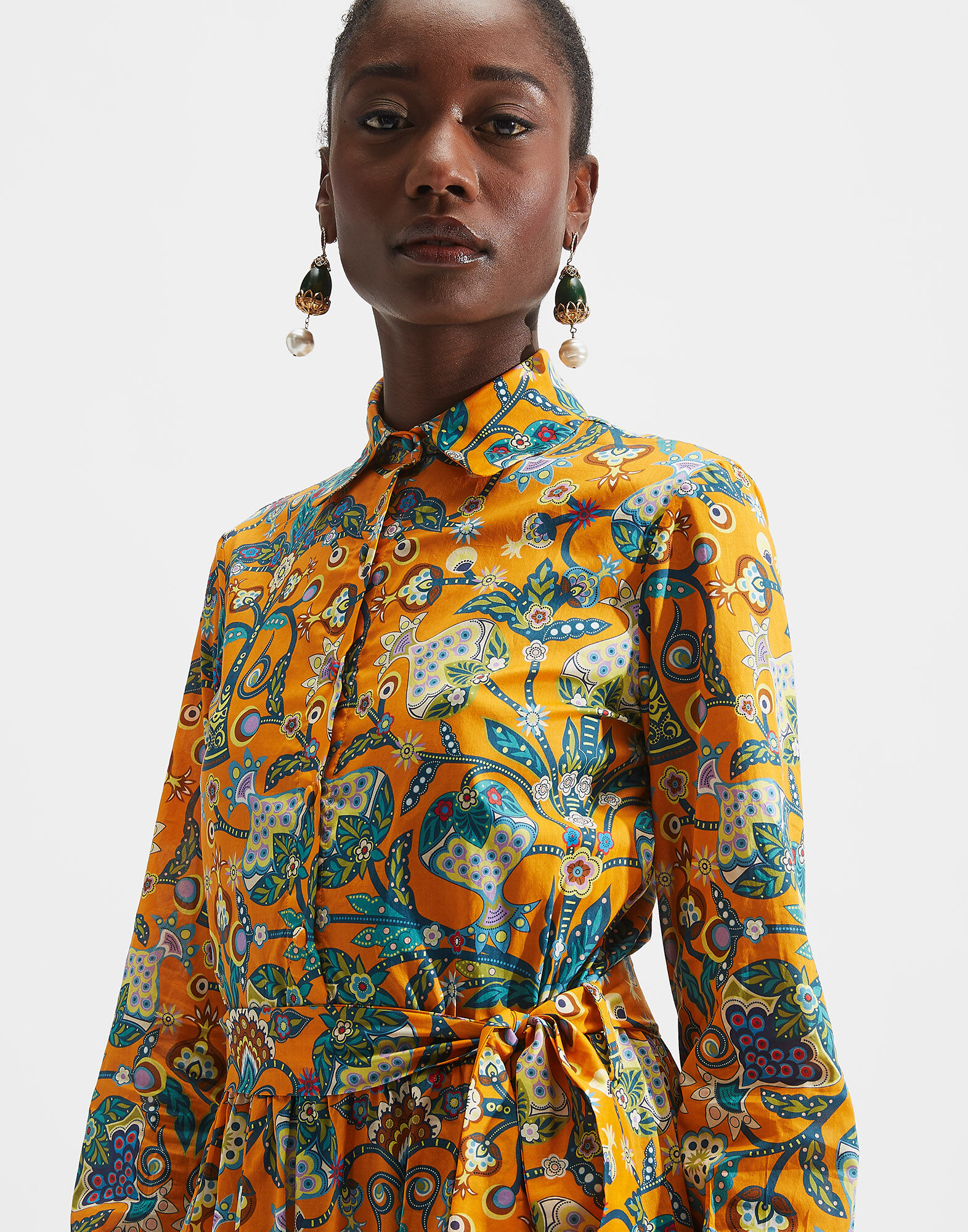 La DoubleJ Bellini Dress Tree Of Life Arancio DRE0016COT003TFL0002