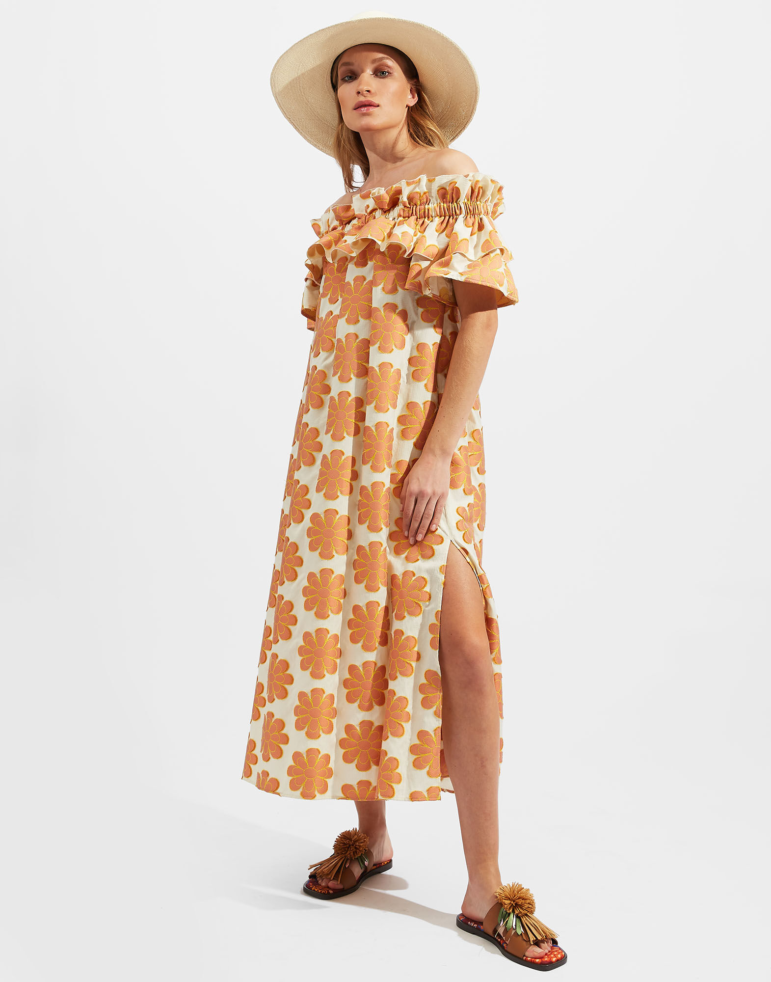 La DoubleJ Breakfast Dress Daisy Orange DRE0331JAC028DAY0012