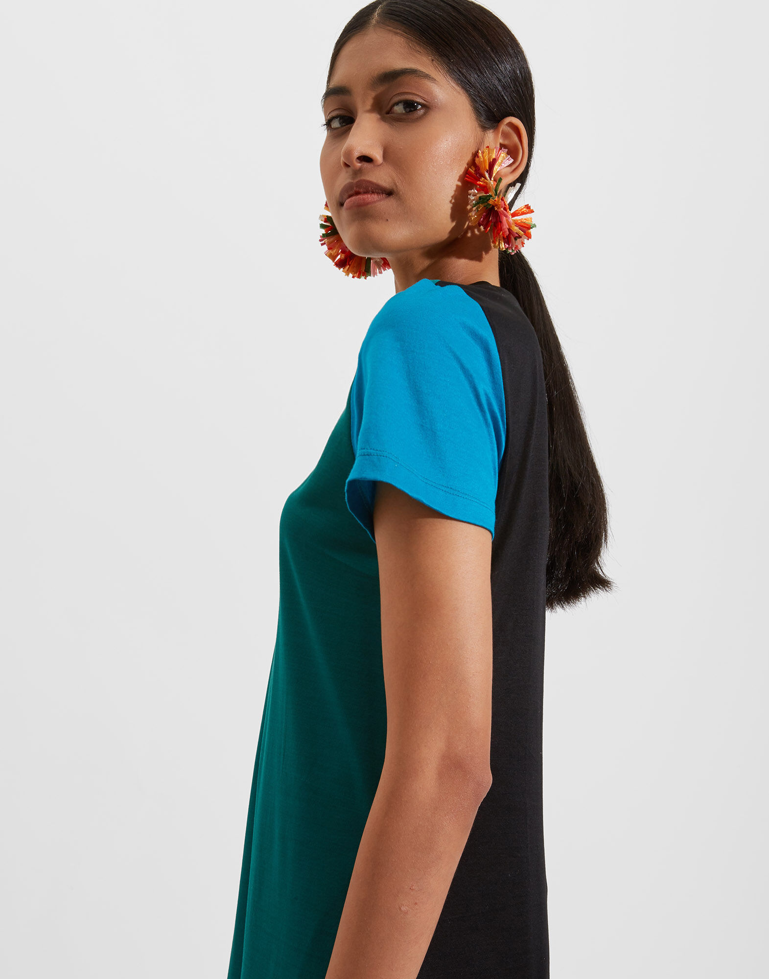 La DoubleJ Sporty Swing Dress Color Block Green DRE0247JER018CLB0002