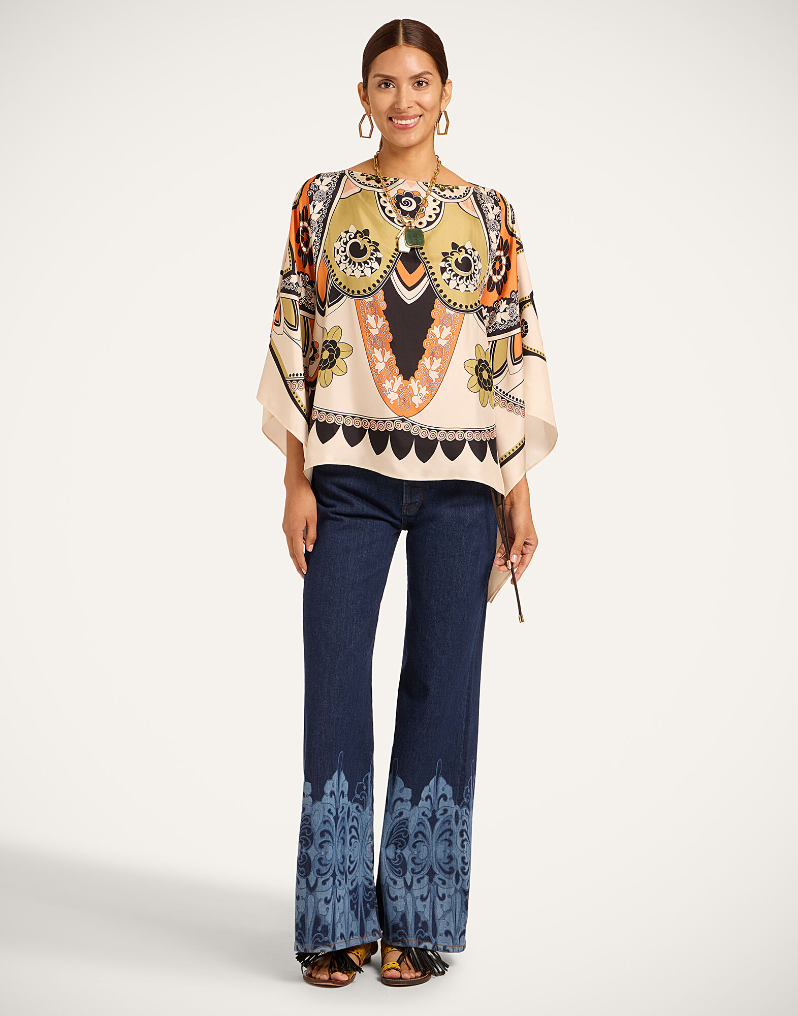 La DoubleJ Foulard Top Plume Plac&eacute;e Ivory TOP0195SIL029PLU03WH04