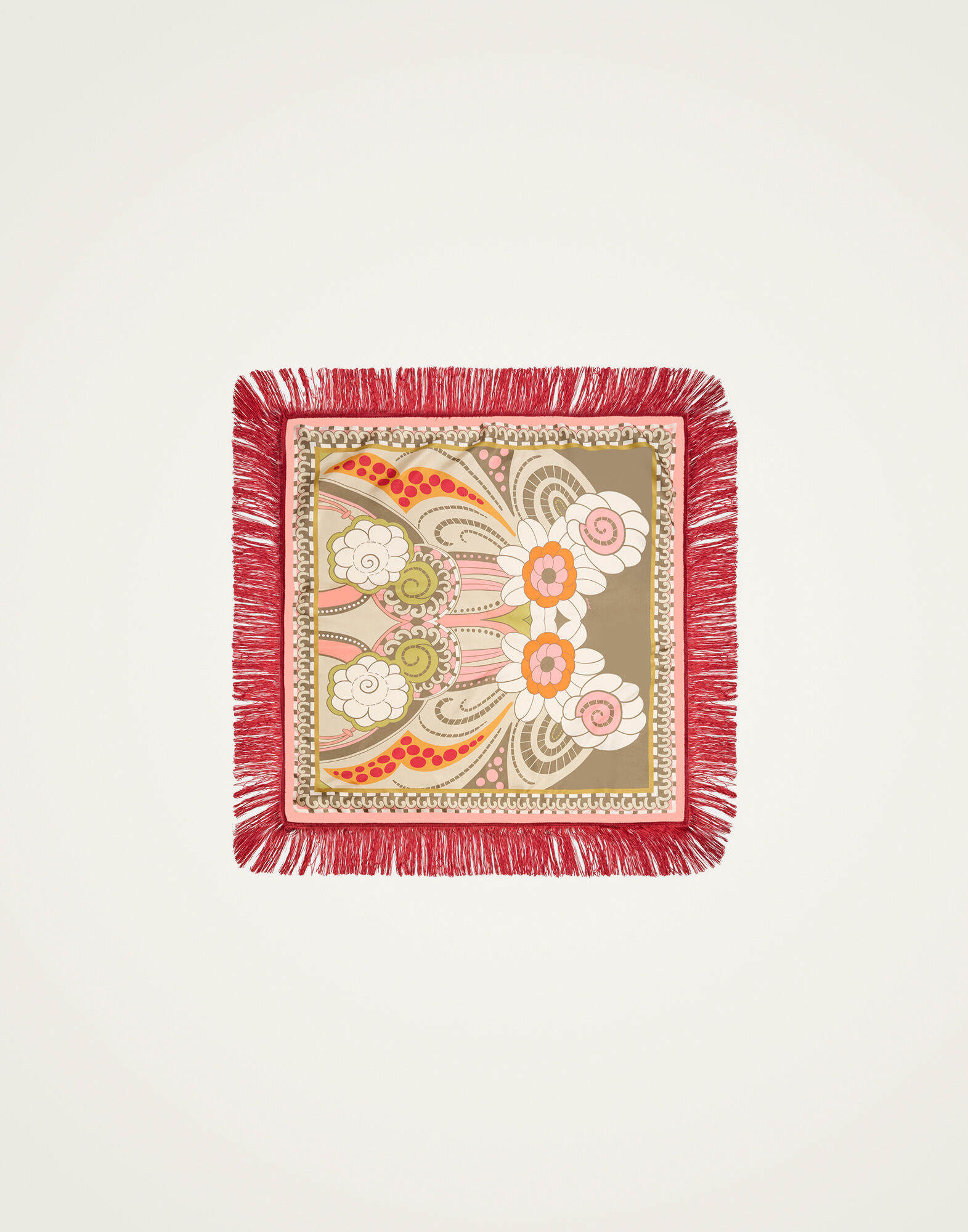 La DoubleJ Reversible Fringe Foulard 90 Ambrosia Plac&eacute;e Green SCA0073SIL006AMB03GR02