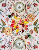 La DoubleJ Medium Tablecloth La DoubleJ Medium Tablecloth White Turning Tulips TBC0002LIN001HLE0024