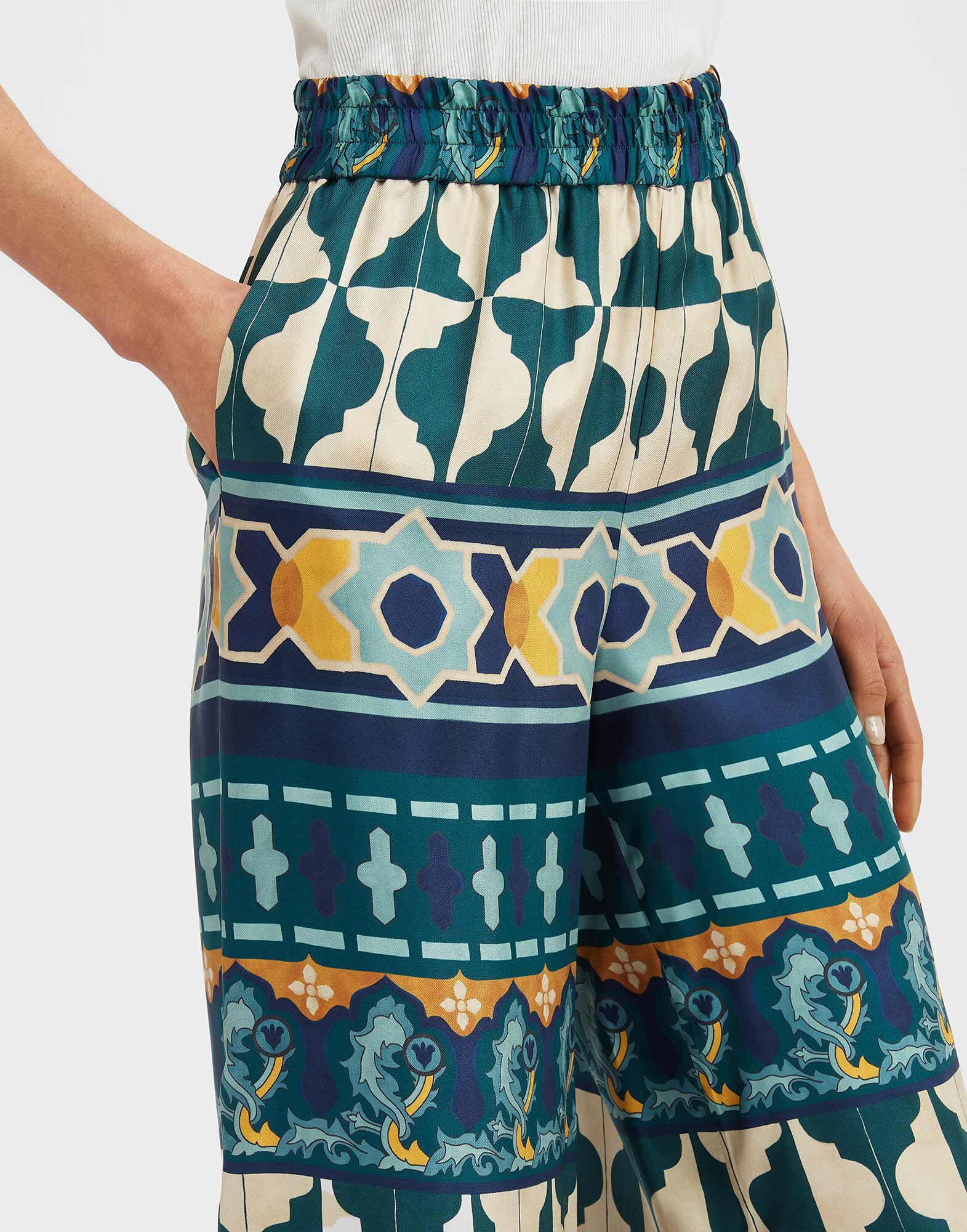 La DoubleJ Palazzo Pants Casareale Plac&egrave;e Emerald TRO0003SIL001REA01GR04