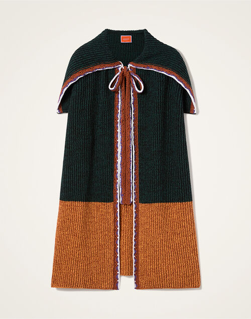 La DoubleJ Gala Cape Color Block Dark Green & Rust JAC0185KNI188VA438GR03