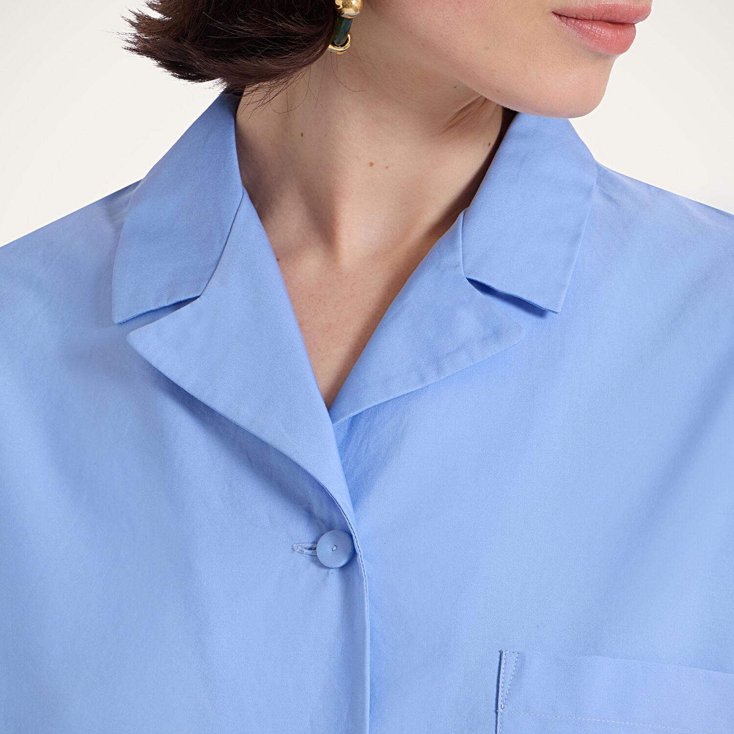 La Doublej Scalloped Broderie Anglaise Cotton-blend Shirt In Eclipse Light Blue