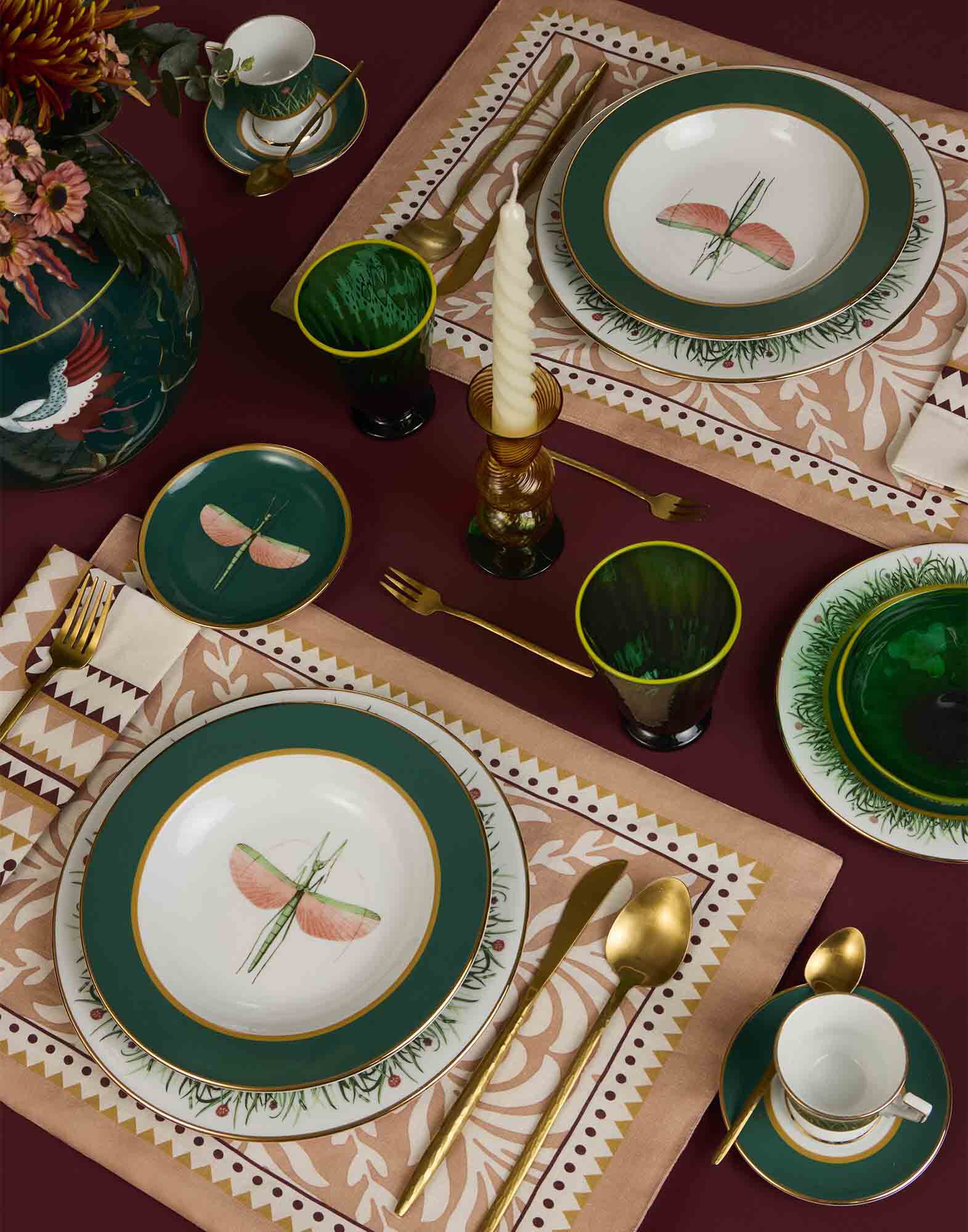 La DoubleJ Herringbone Placemats Set Of 2 Tudor Pink PMT0015COT040TDR02PI05