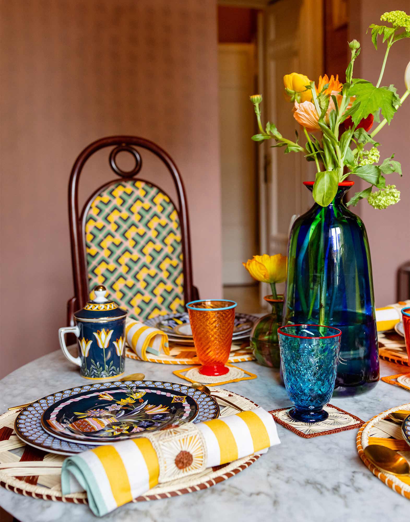 La DoubleJ Bottiglia Vase (Smooth) Blu/Verde VAS0011MUR001MUL0040