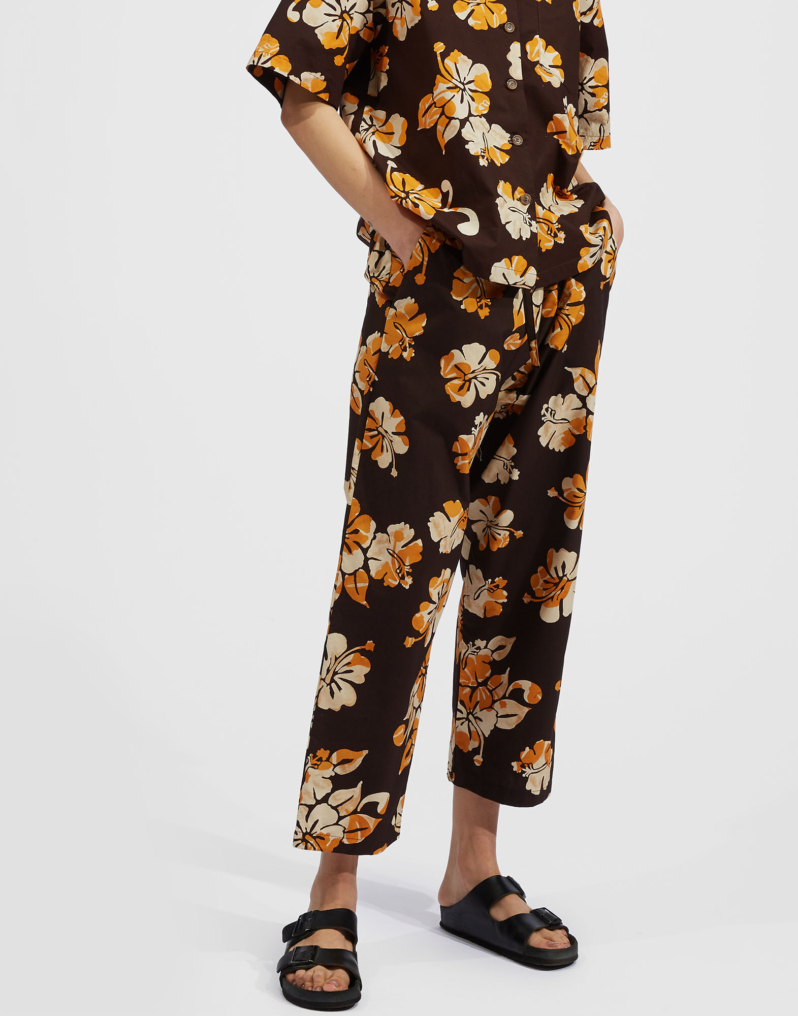 La DoubleJ Drawstring Pants Hibiscus TRO0053COT001HIB0001