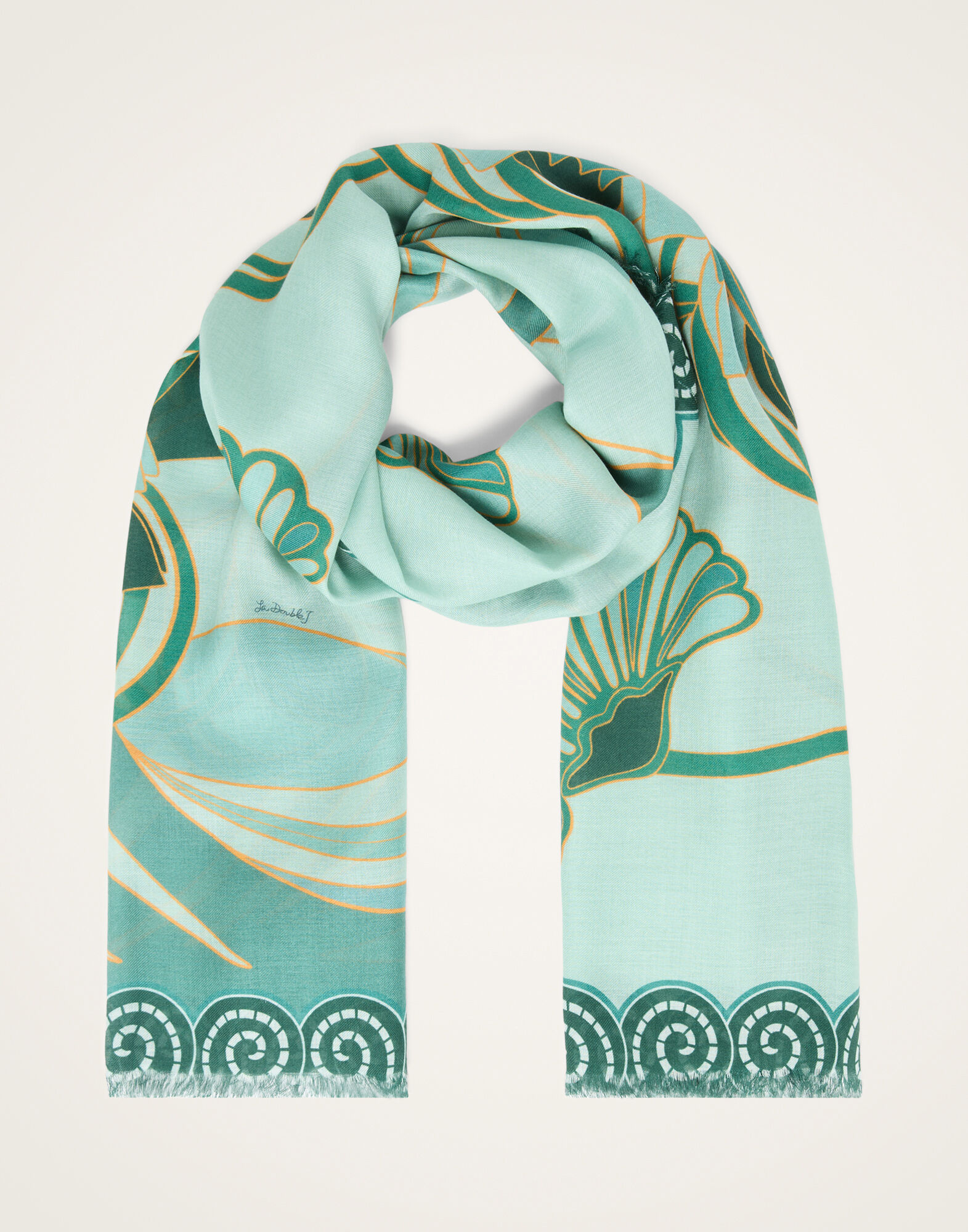 La DoubleJ Scarf (70X180) Blooming Tulip Plac&eacute;e Mint SCA0097MOS001BTU01GR11