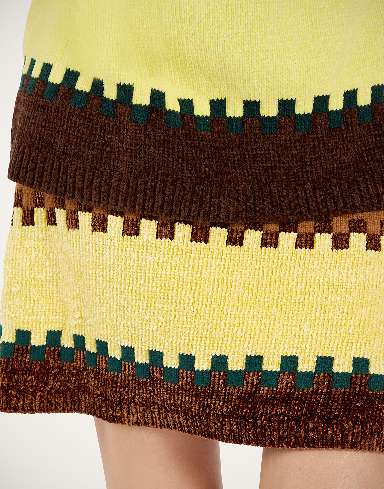 La DoubleJ In My Power Mini Skirt Color Block Camel and Light Yellow SKI0218KNI037VA515BR04