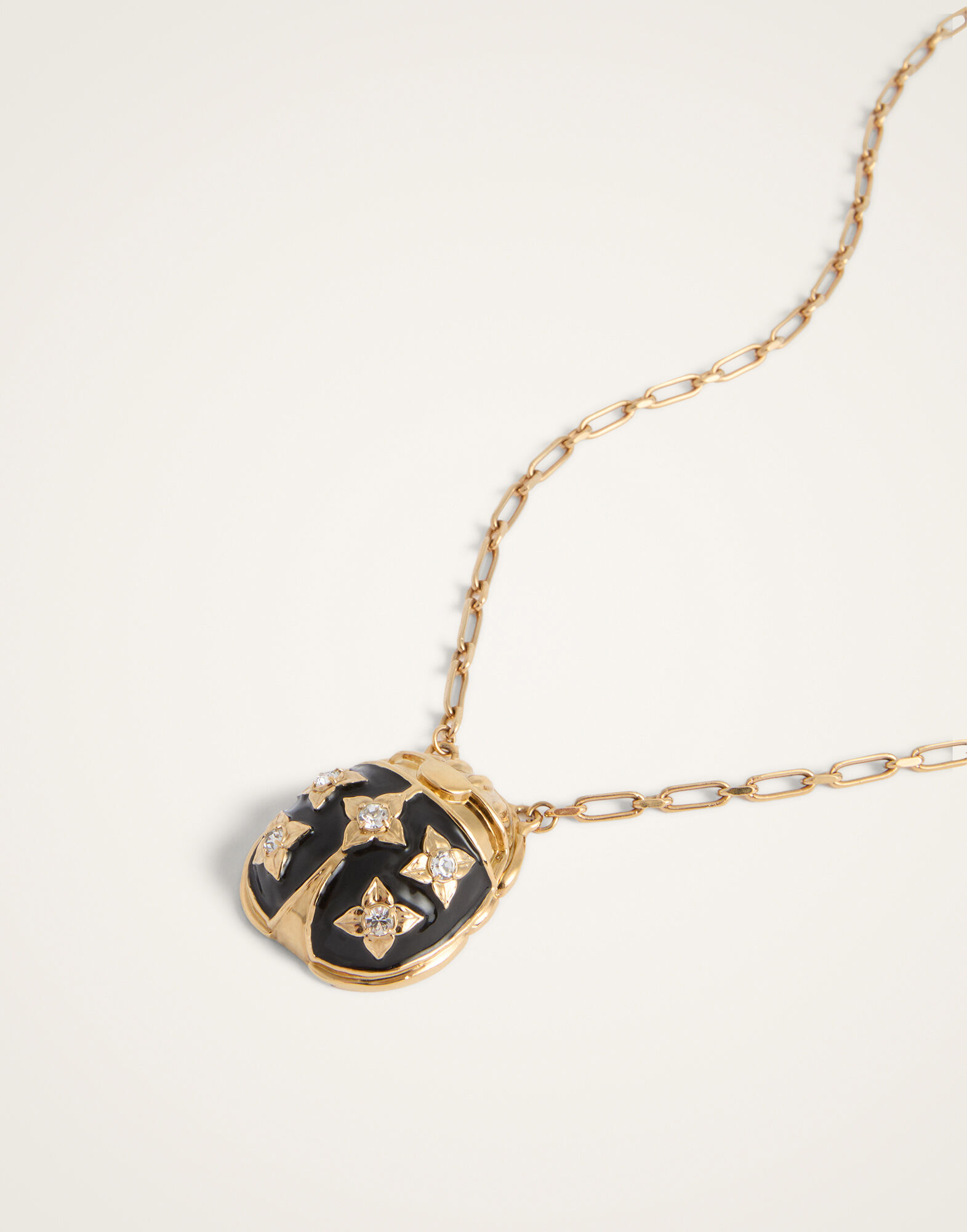 La DoubleJ Lady Scarab Necklace 24K Gold Plate And Enamel NEC0053MET002SOLIDBL01