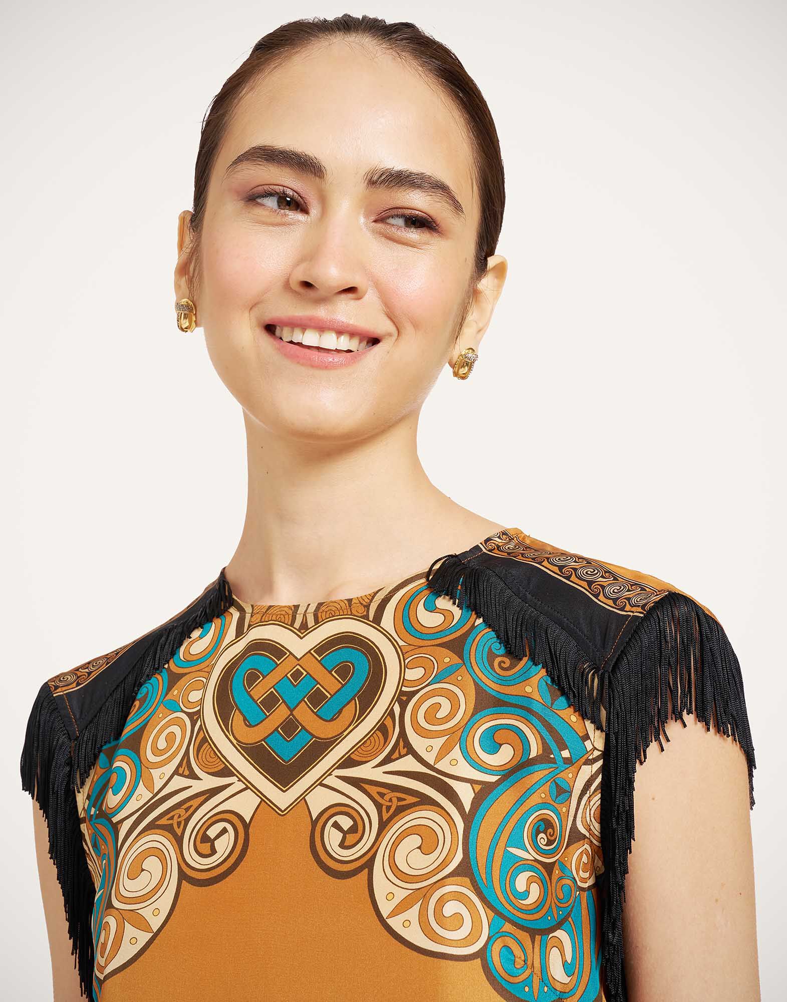 La DoubleJ Scarf Dress Kells Plac&eacute;e Tobacco DRE0964SIL009KEL03BR06
