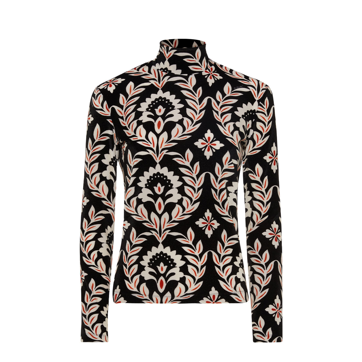 La Doublej Floral-print Velvet Top In Ghirlanda Black