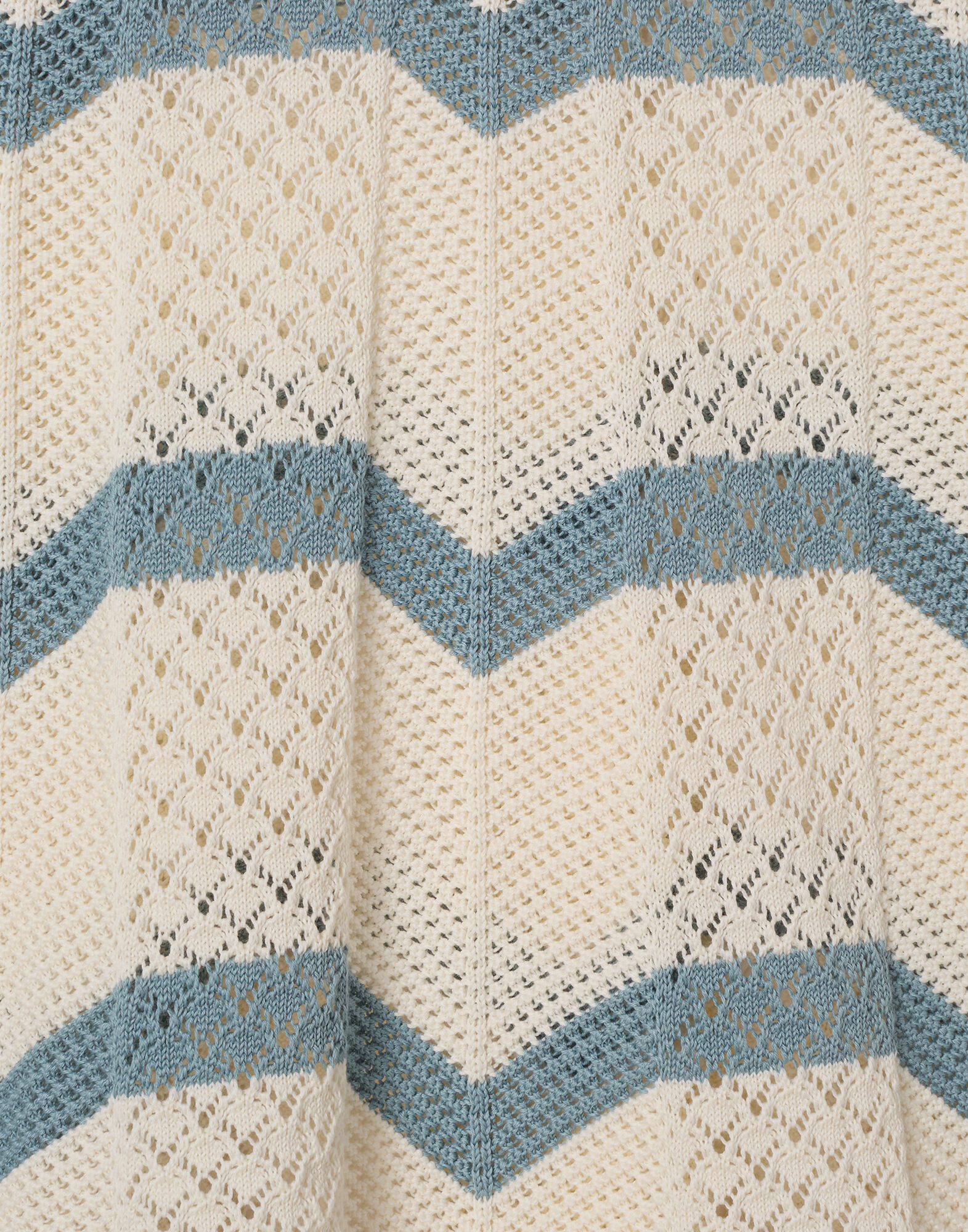 La DoubleJ Chevron Crop Sweater Color Block Ivory & Blue PUL0146KNI084VA506BU03