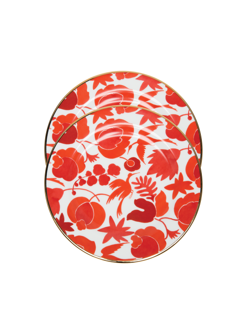 La DoubleJ Dessert Plate Set of 2 Wildbird Rosso/Bianco DIS0023CER001CER0012