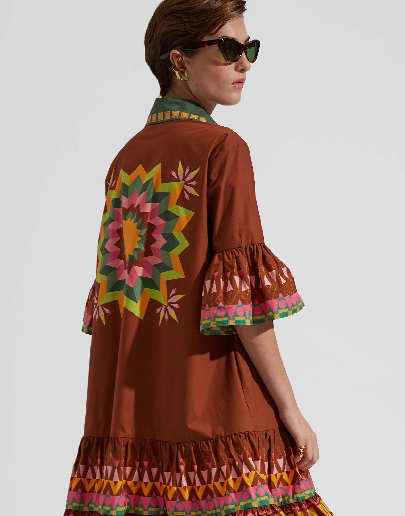 La DoubleJ Choux Dress Sunset Verde Plac&eacute;e DRE0205COT015SUS0004