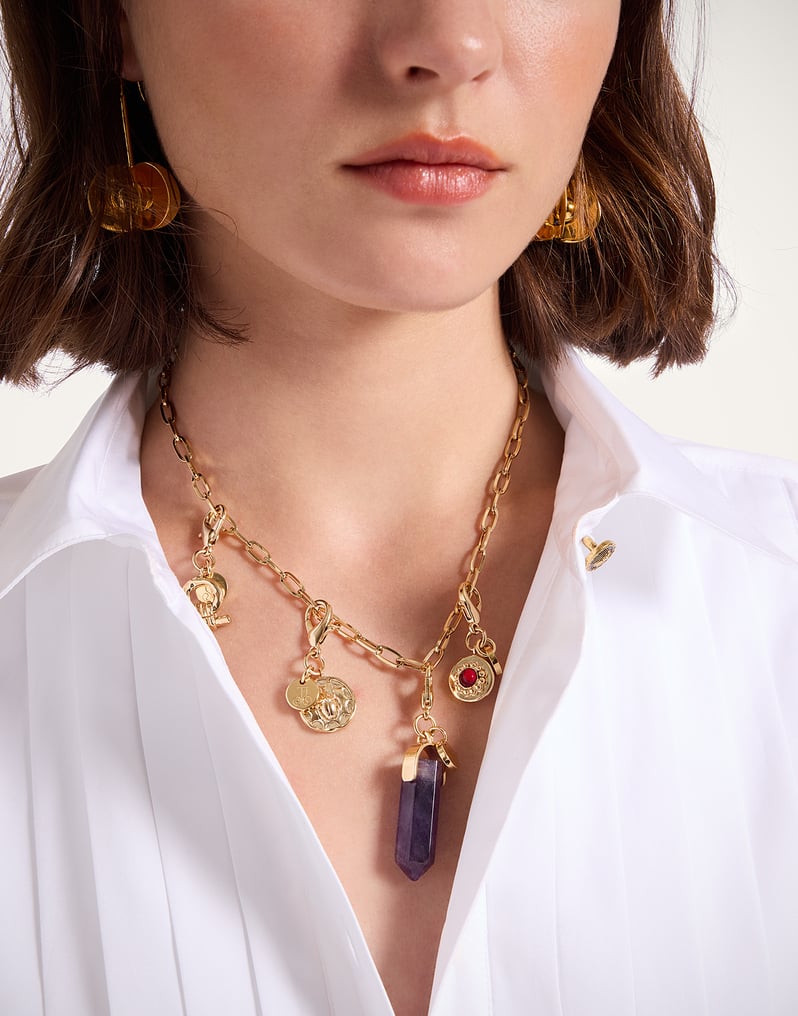 La DoubleJ Pillar Charm La DoubleJ Pillar Charm 24k Gold Plate & Amethyst CHM0017BRA003AME01YE05