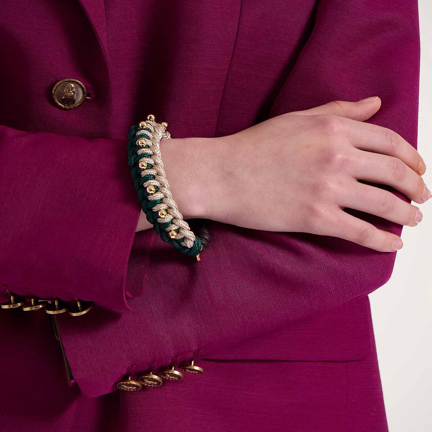 La Doublej Better Together Bracelet In Bicolor Emerald & Ivory