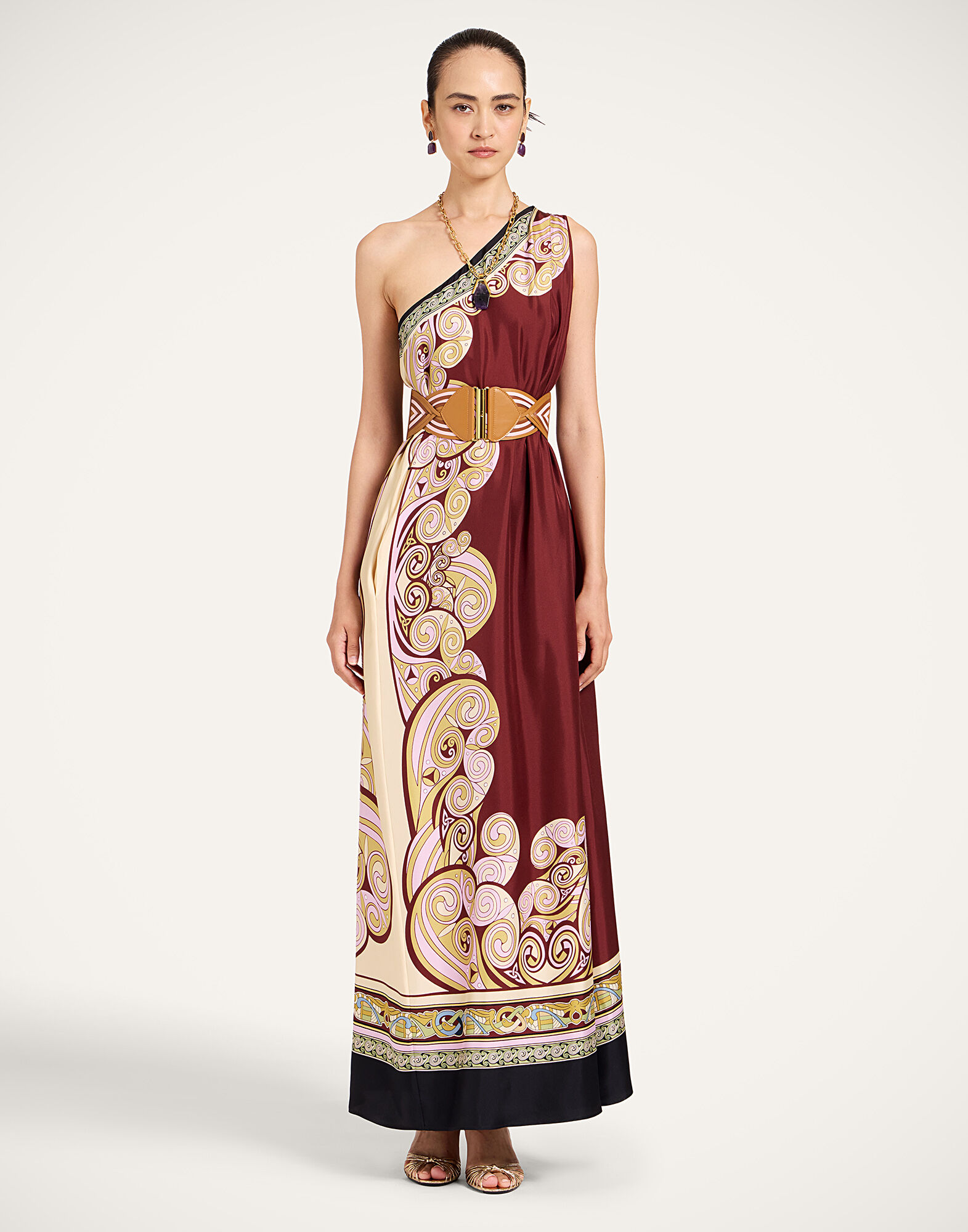 La DoubleJ Roy Dress Kells Swirl Plac&eacute;e Burgundy DRE0304SIL006KLS01RE07