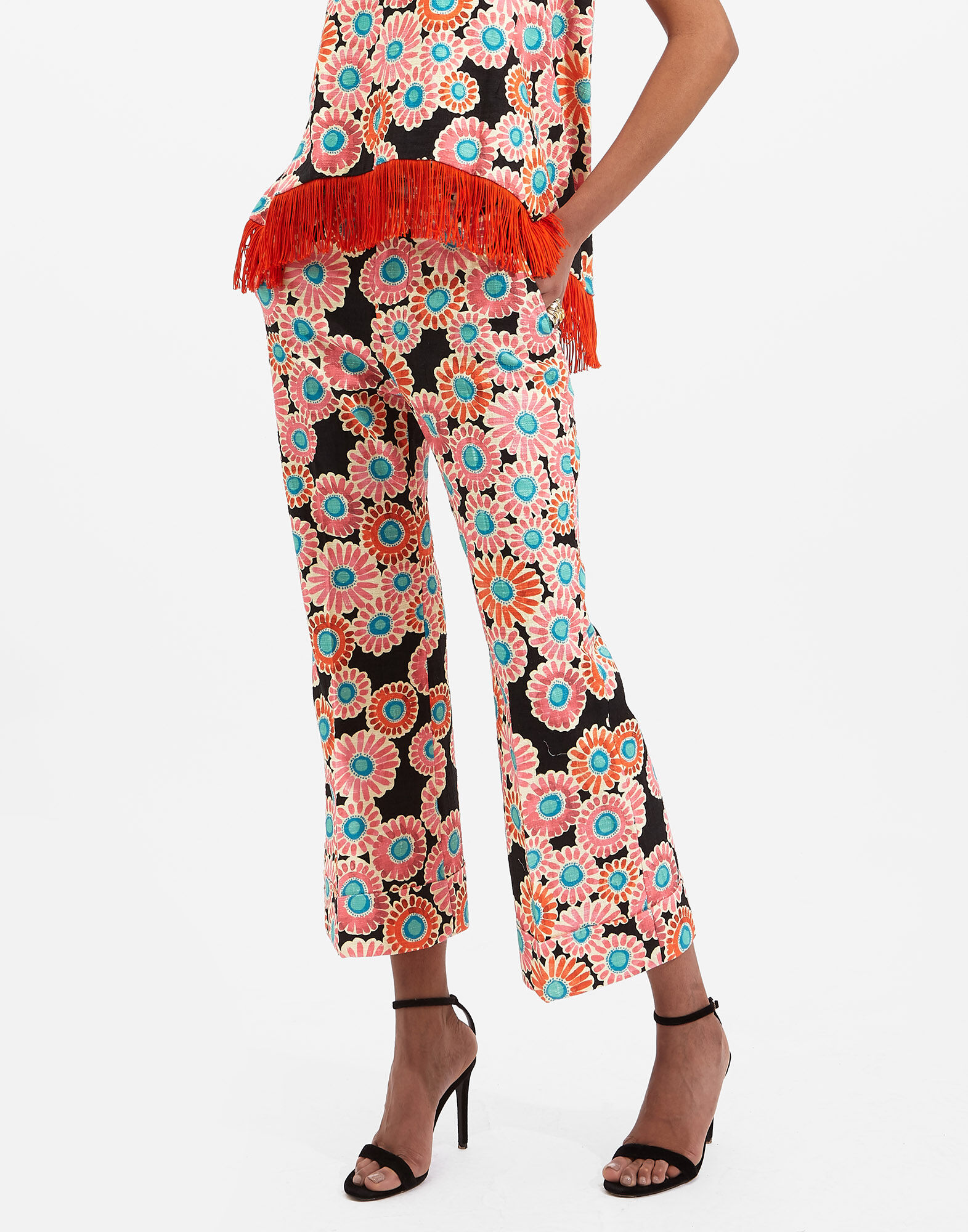 La DoubleJ Hendrix Pants Crazy Daisy Black TRO0014COT005DAY0002