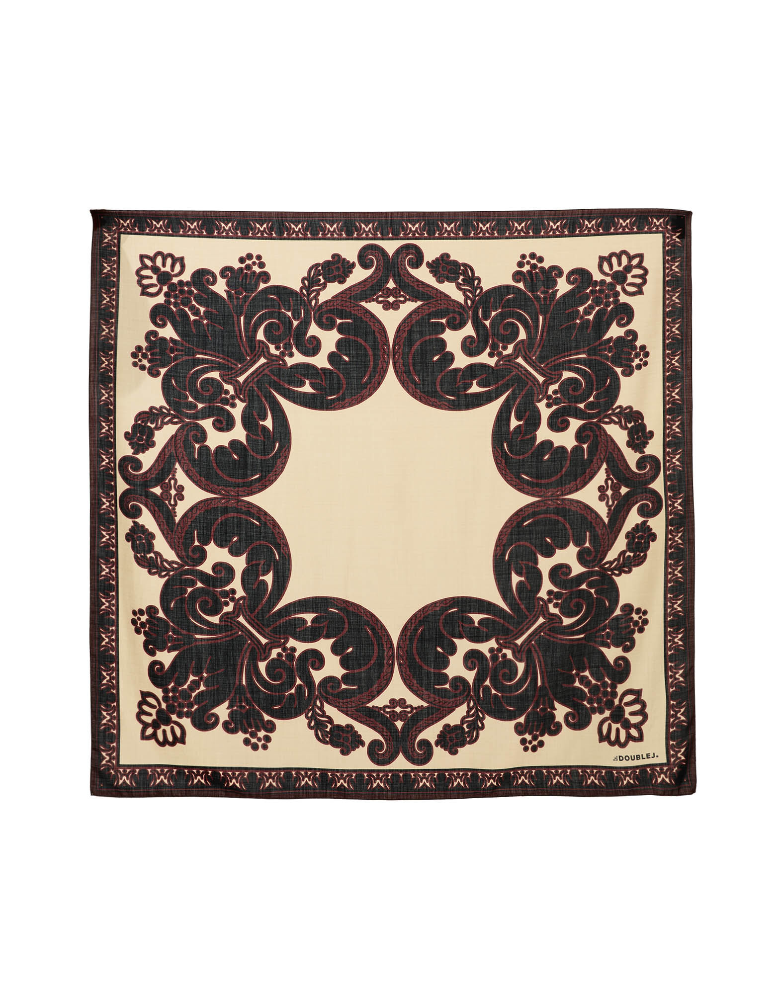 La DoubleJ Foulard 135 Corsini Plac&eacute;e Cream SCA0053WOL018INI01RE01