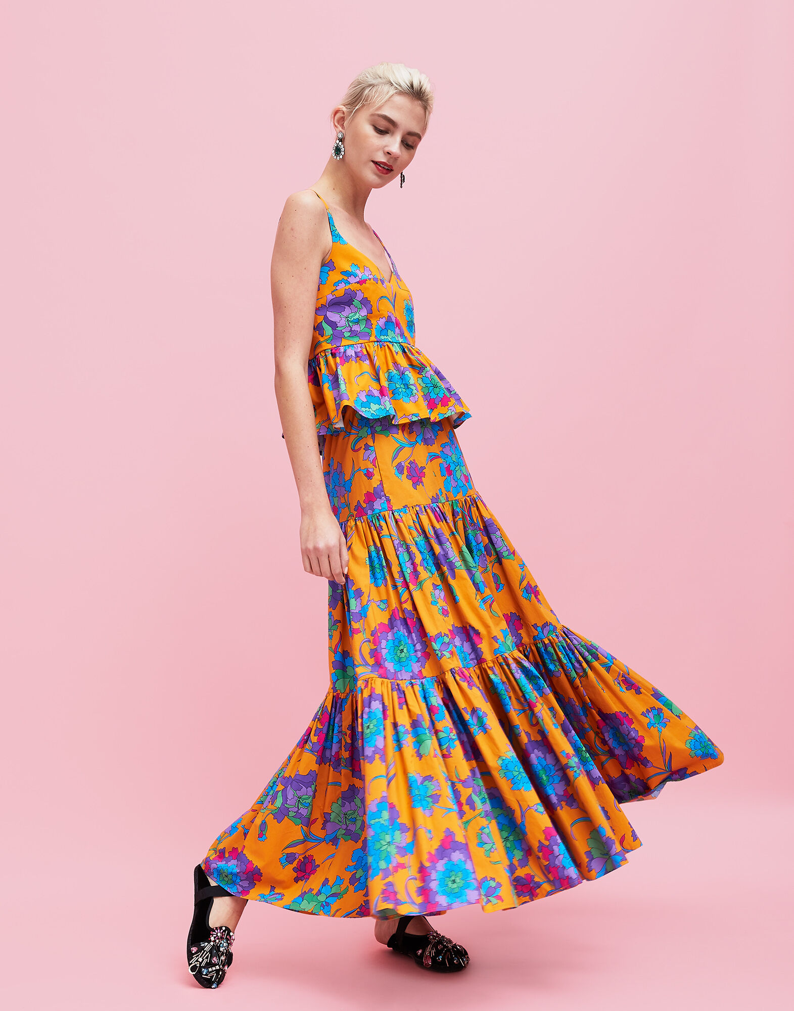 LaDoubleJ Peplum Top Dandelion Arancio TOP0005COT006DAN0002